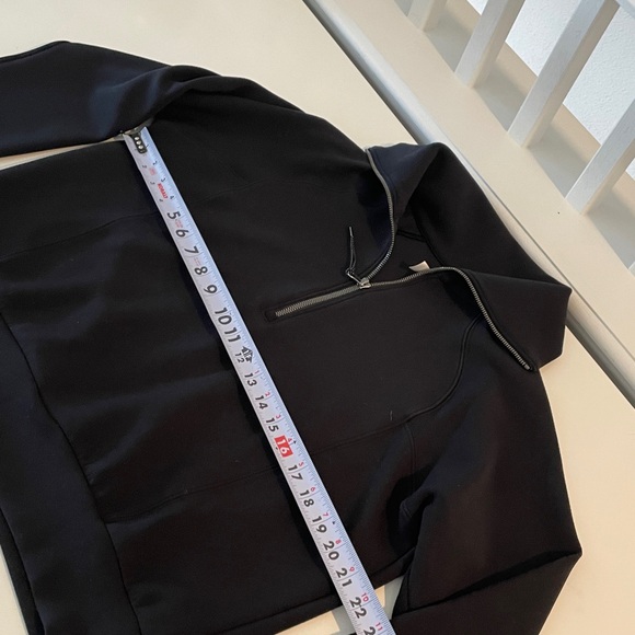 SPANX Air Essentials Quarter Zip Pullover Sweatshirt Black Size Medium - Picture 8 of 8